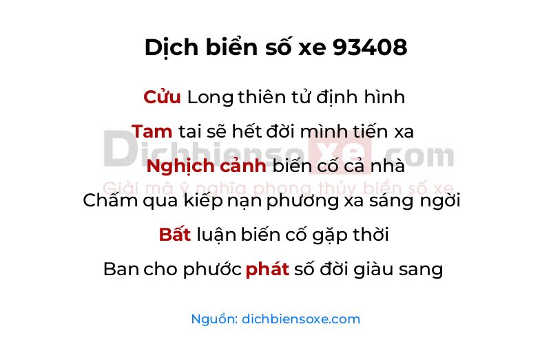 Dịch thơ biển số 93408