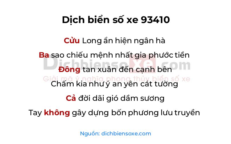 Dịch thơ biển số 93410