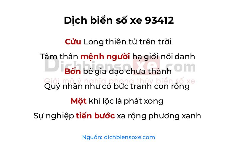 Dịch thơ biển số 93412
