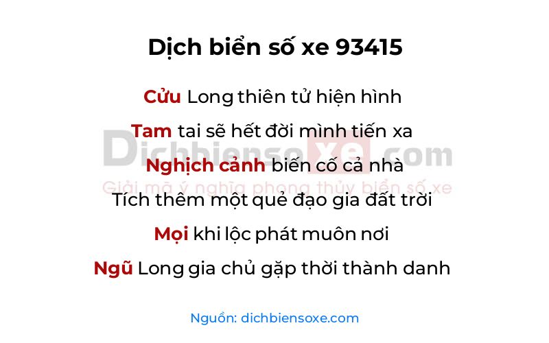 Dịch thơ biển số 93415