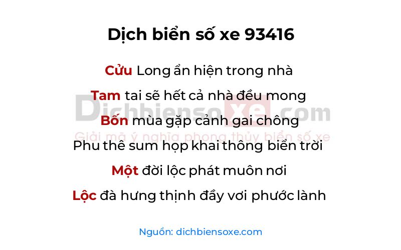 Dịch thơ biển số 93416