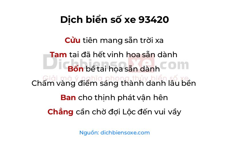Dịch thơ biển số 93420