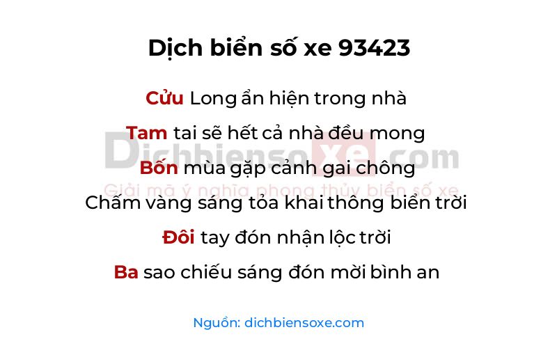 Dịch thơ biển số 93423