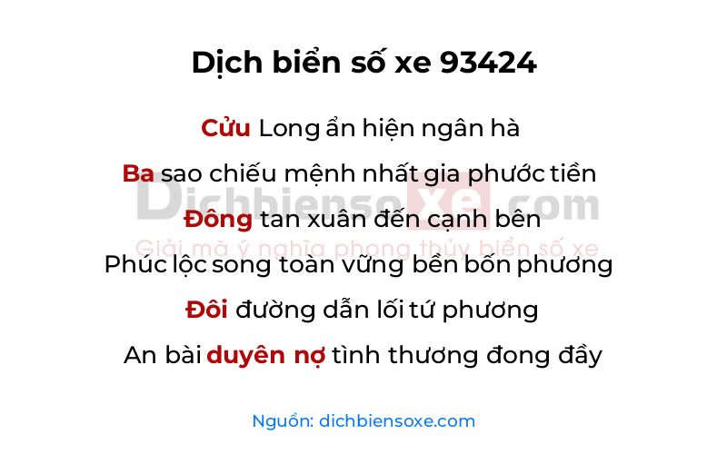 Dịch thơ biển số 93424