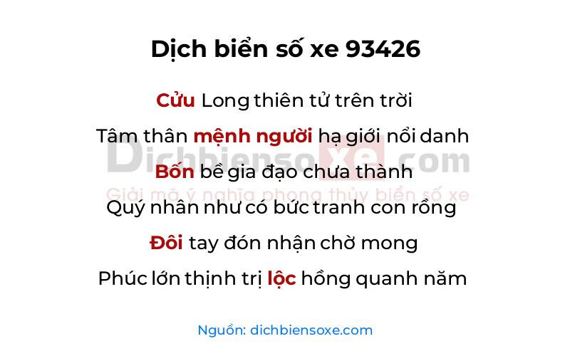 Dịch thơ biển số 93426