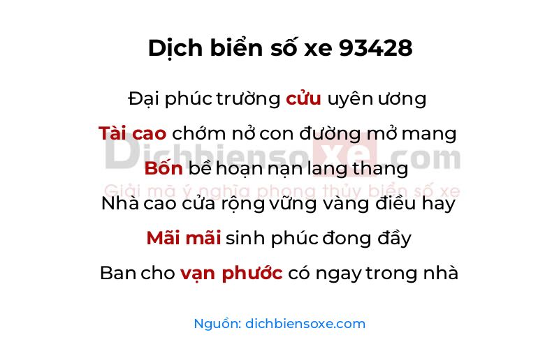 Dịch thơ biển số 93428