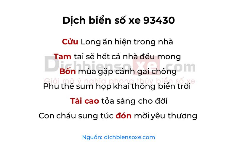 Dịch thơ biển số 93430
