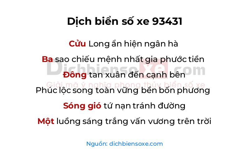 Dịch thơ biển số 93431