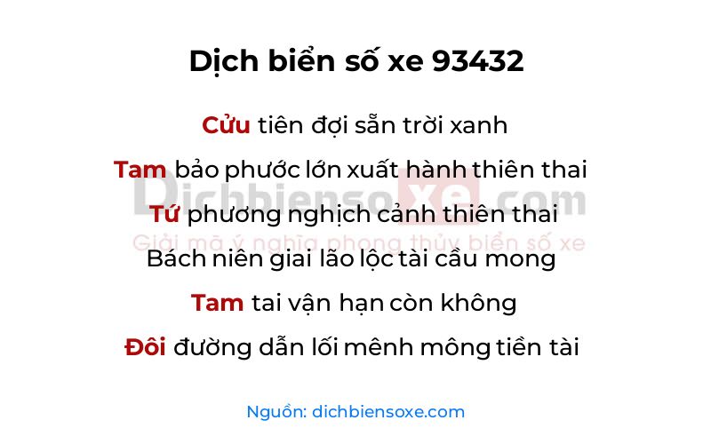 Dịch thơ biển số 93432