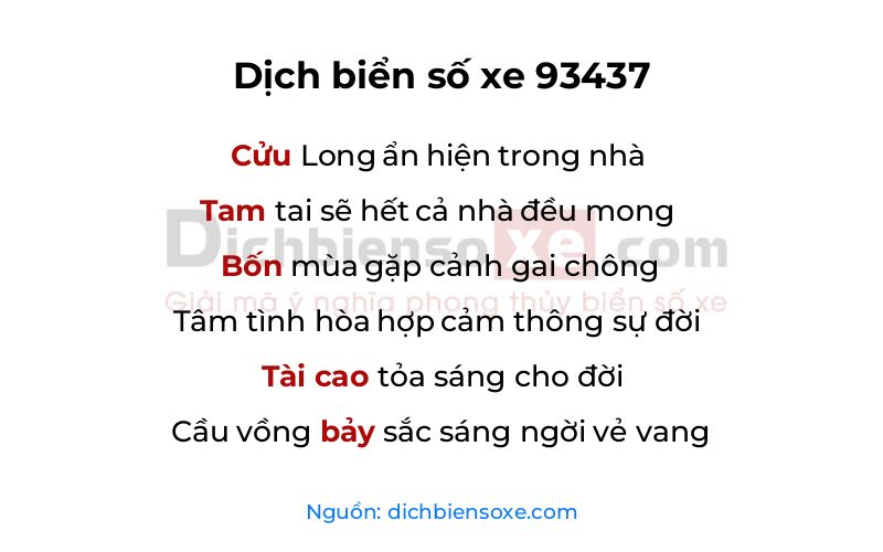 Dịch thơ biển số 93437