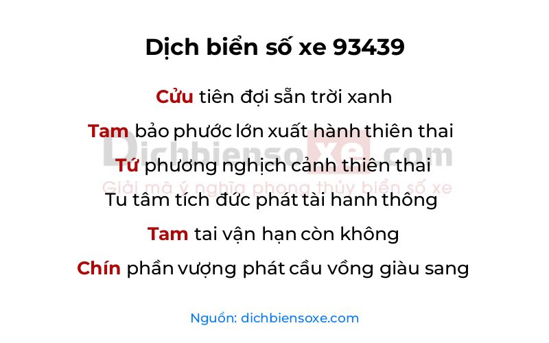 Dịch thơ biển số 93439