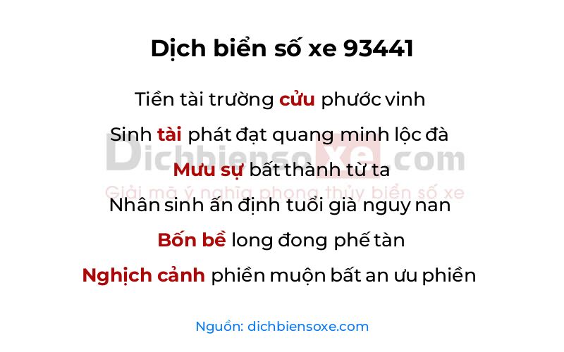 Dịch thơ biển số 93441