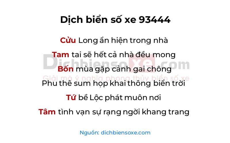 Dịch thơ biển số 93444
