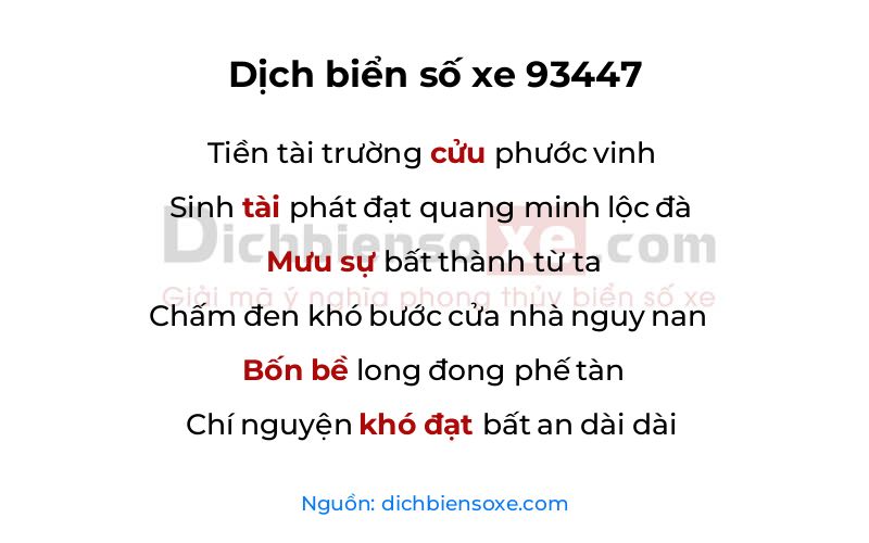 Dịch thơ biển số 93447