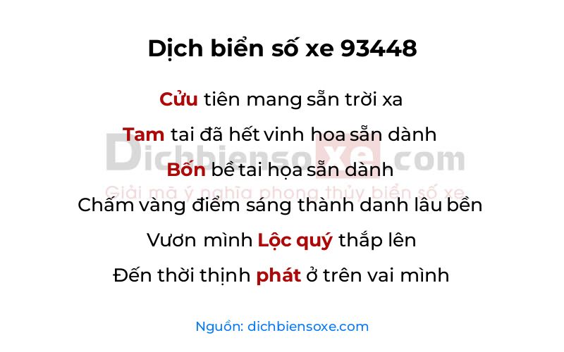 Dịch thơ biển số 93448