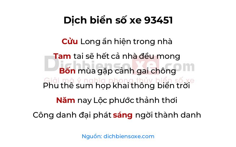 Dịch thơ biển số 93451