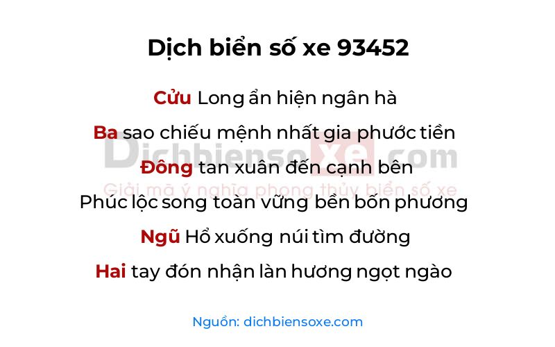 Dịch thơ biển số 93452