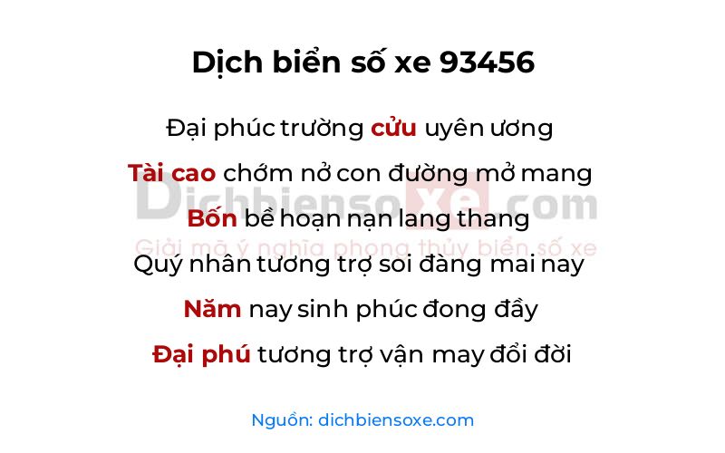 Dịch thơ biển số 93456