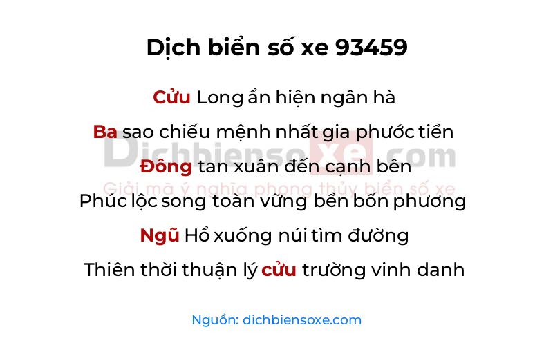 Dịch thơ biển số 93459