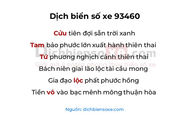 Dịch thơ biển số 93460