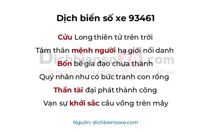 Dịch thơ biển số 93461