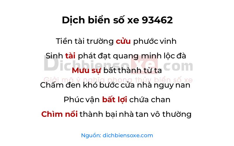 Dịch thơ biển số 93462