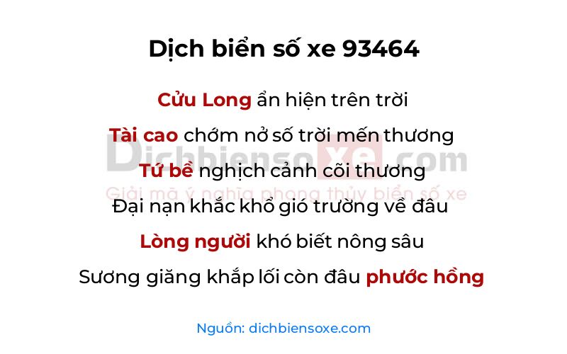 Dịch thơ biển số 93464