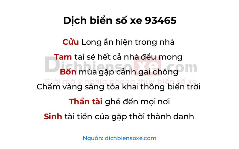 Dịch thơ biển số 93465