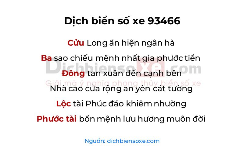 Dịch thơ biển số 93466