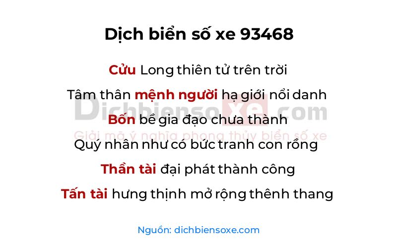 Dịch thơ biển số 93468
