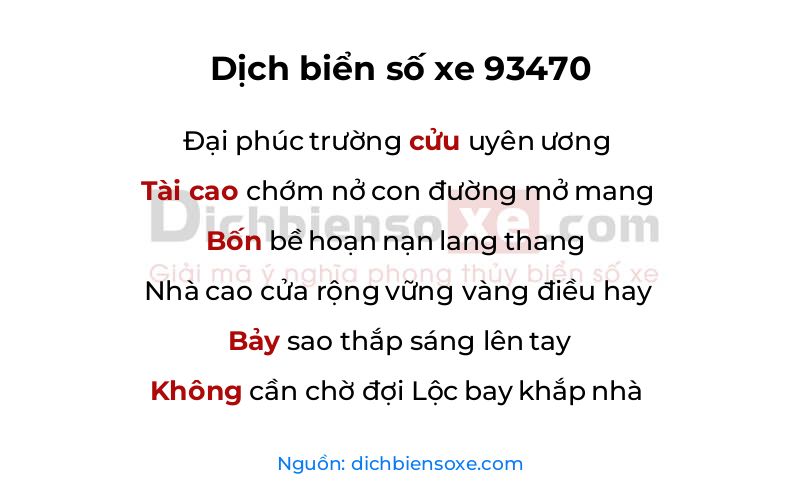 Dịch thơ biển số 93470
