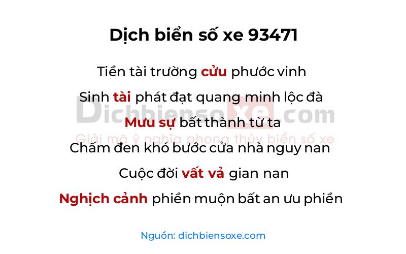 Dịch thơ biển số 93471