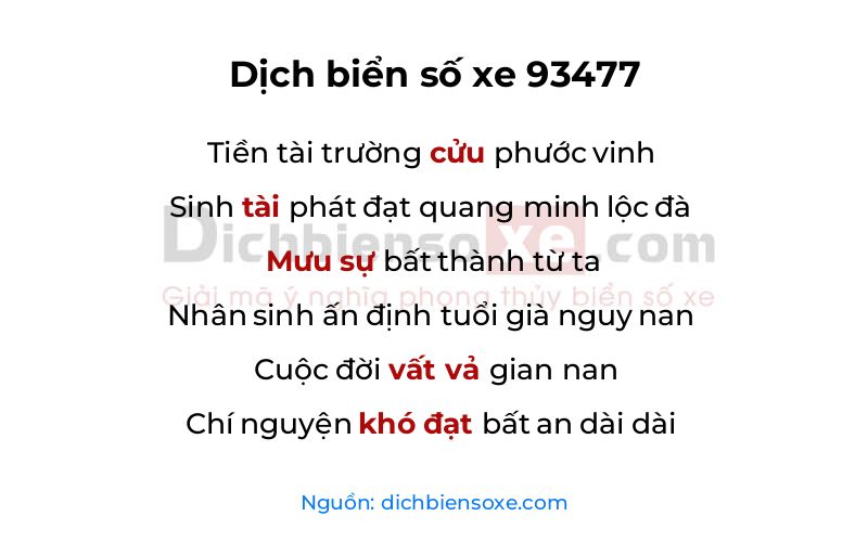 Dịch thơ biển số 93477
