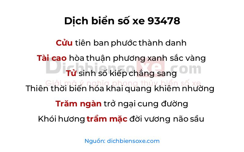 Dịch thơ biển số 93478