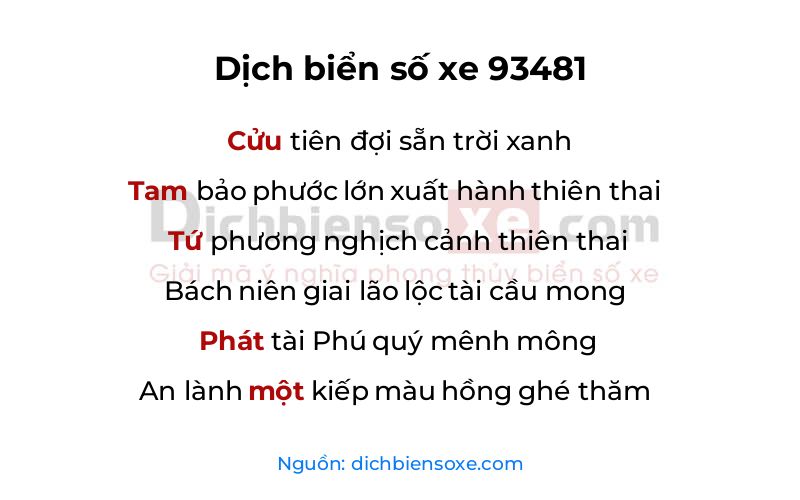 Dịch thơ biển số 93481