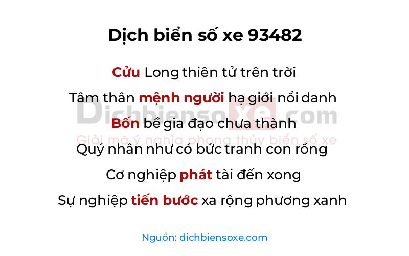 Dịch thơ biển số 93482
