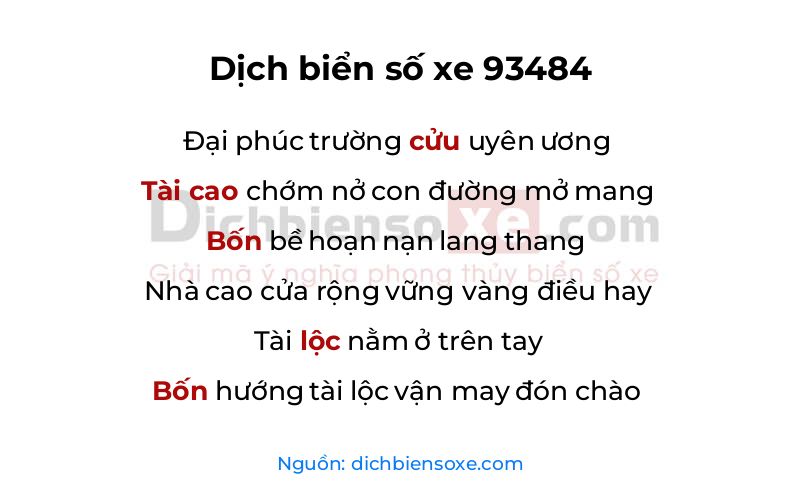 Dịch thơ biển số 93484
