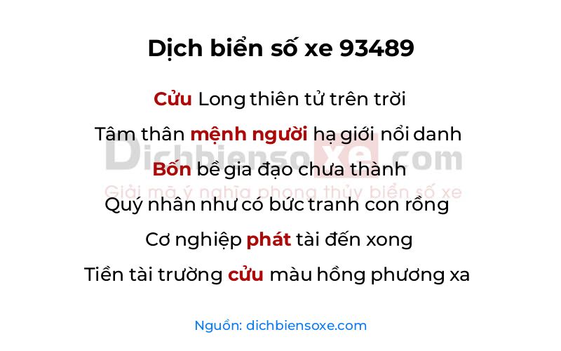 Dịch thơ biển số 93489
