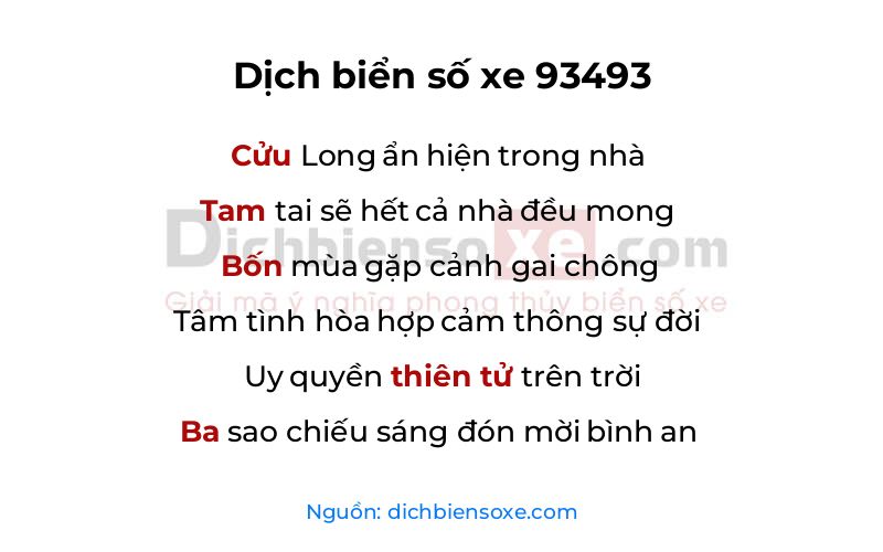 Dịch thơ biển số 93493