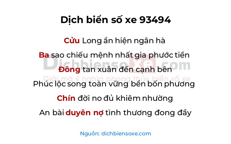 Dịch thơ biển số 93494