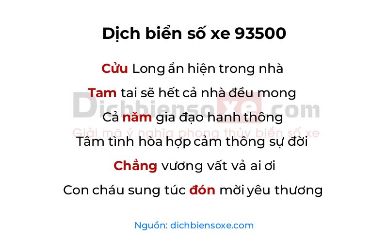Dịch thơ biển số 93500