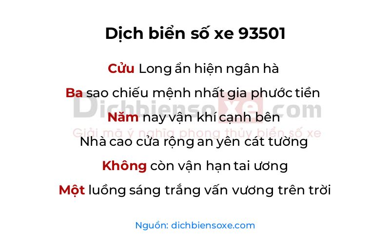 Dịch thơ biển số 93501