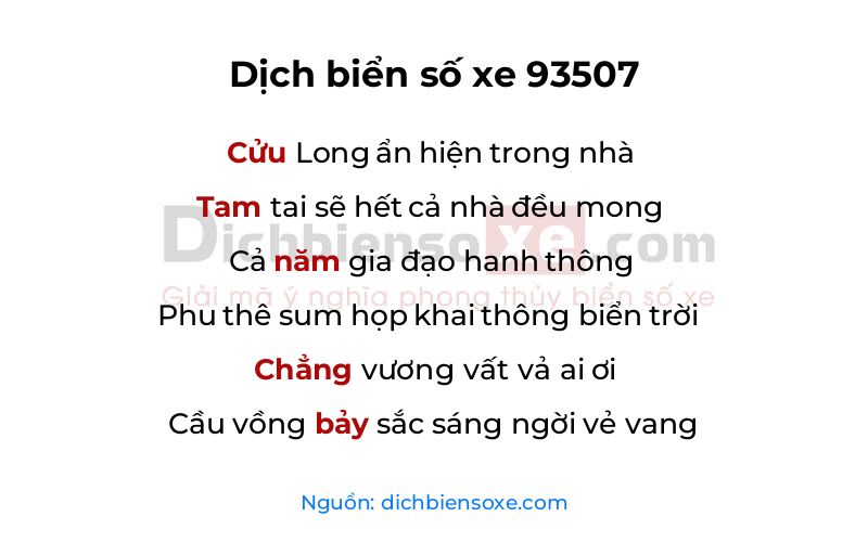Dịch thơ biển số 93507