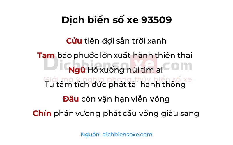 Dịch thơ biển số 93509