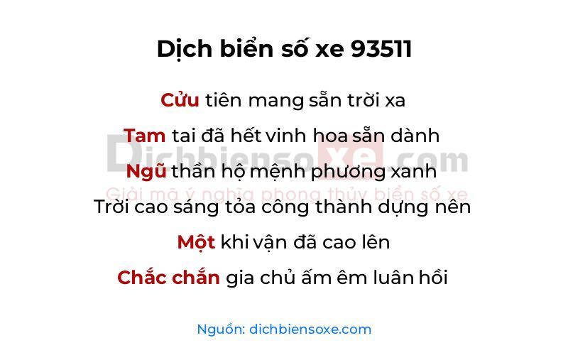 Dịch thơ biển số 93511