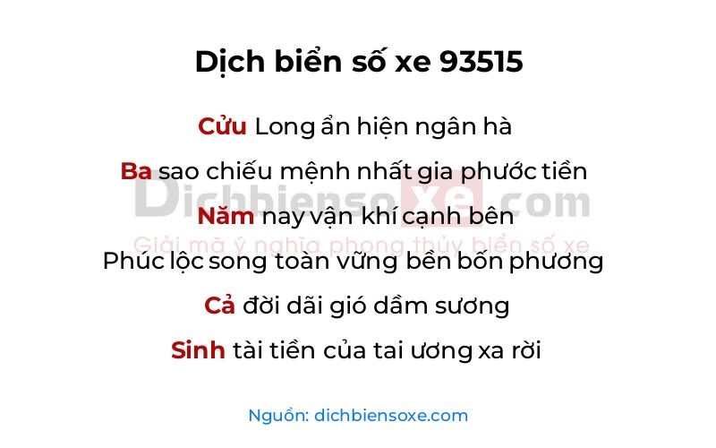 Dịch thơ biển số 93515
