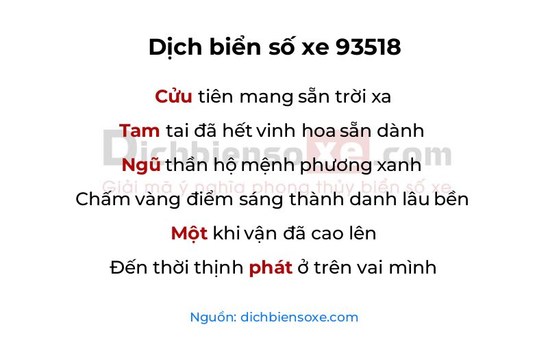 Dịch thơ biển số 93518