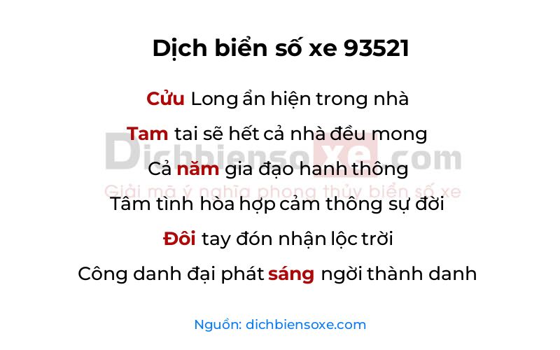 Dịch thơ biển số 93521