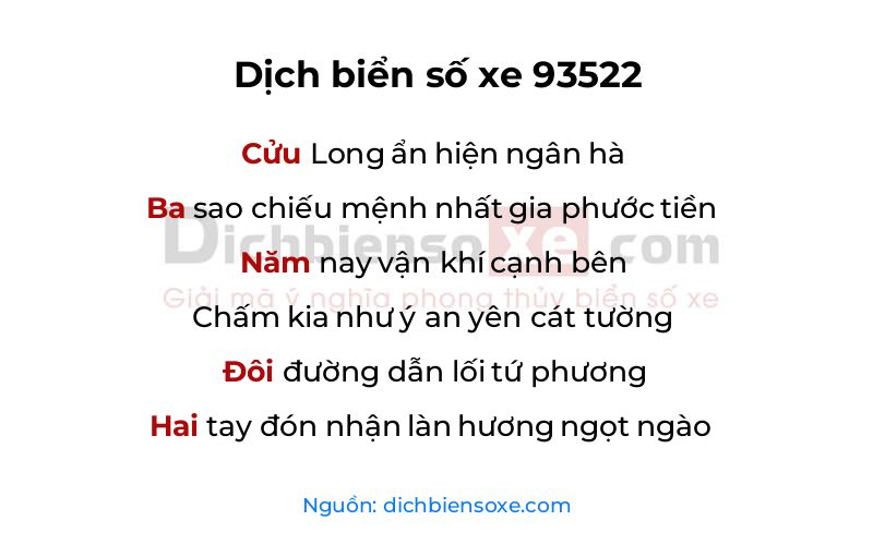Dịch thơ biển số 93522