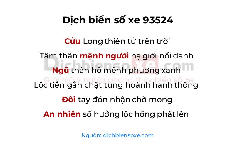 Dịch thơ biển số 93524